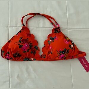 Orange floral bikini top